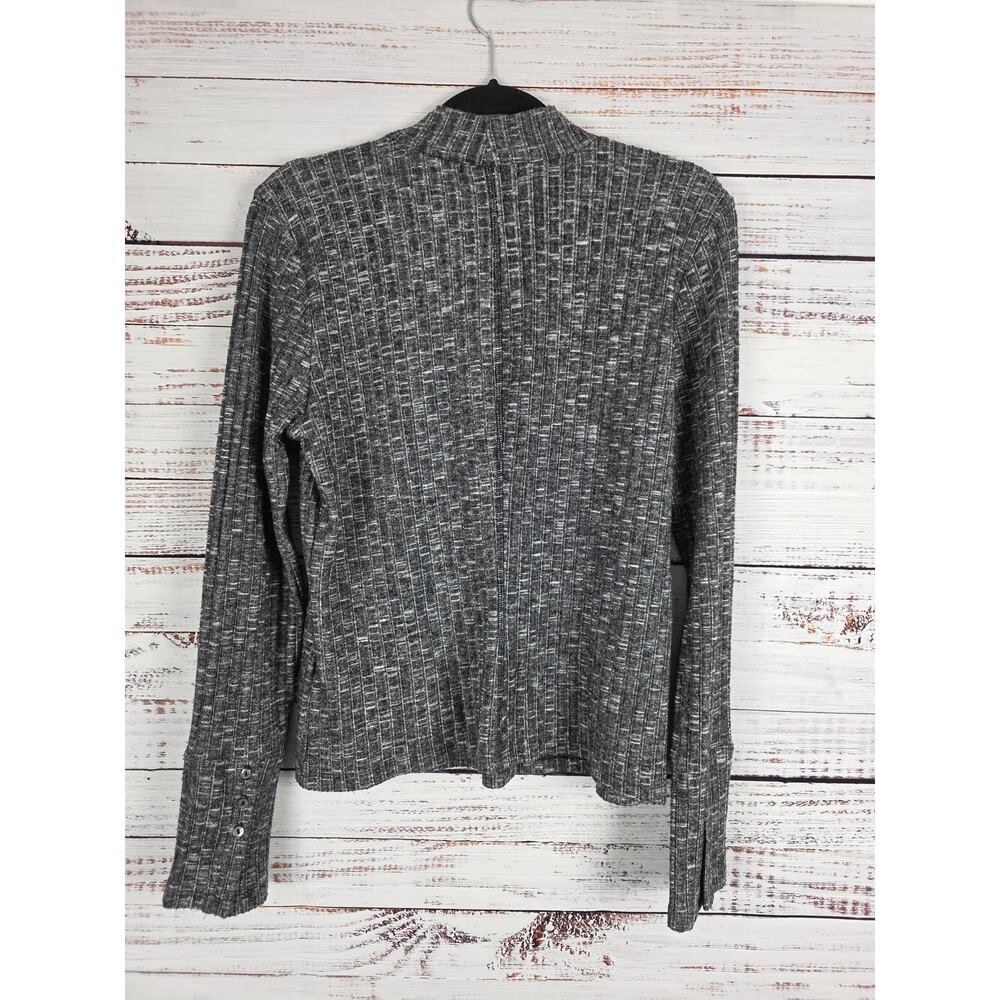 Michael Stars Mock Neck Long Sleeve Top XL Womens Grey White Pullover Soft - Picture 5 of 5